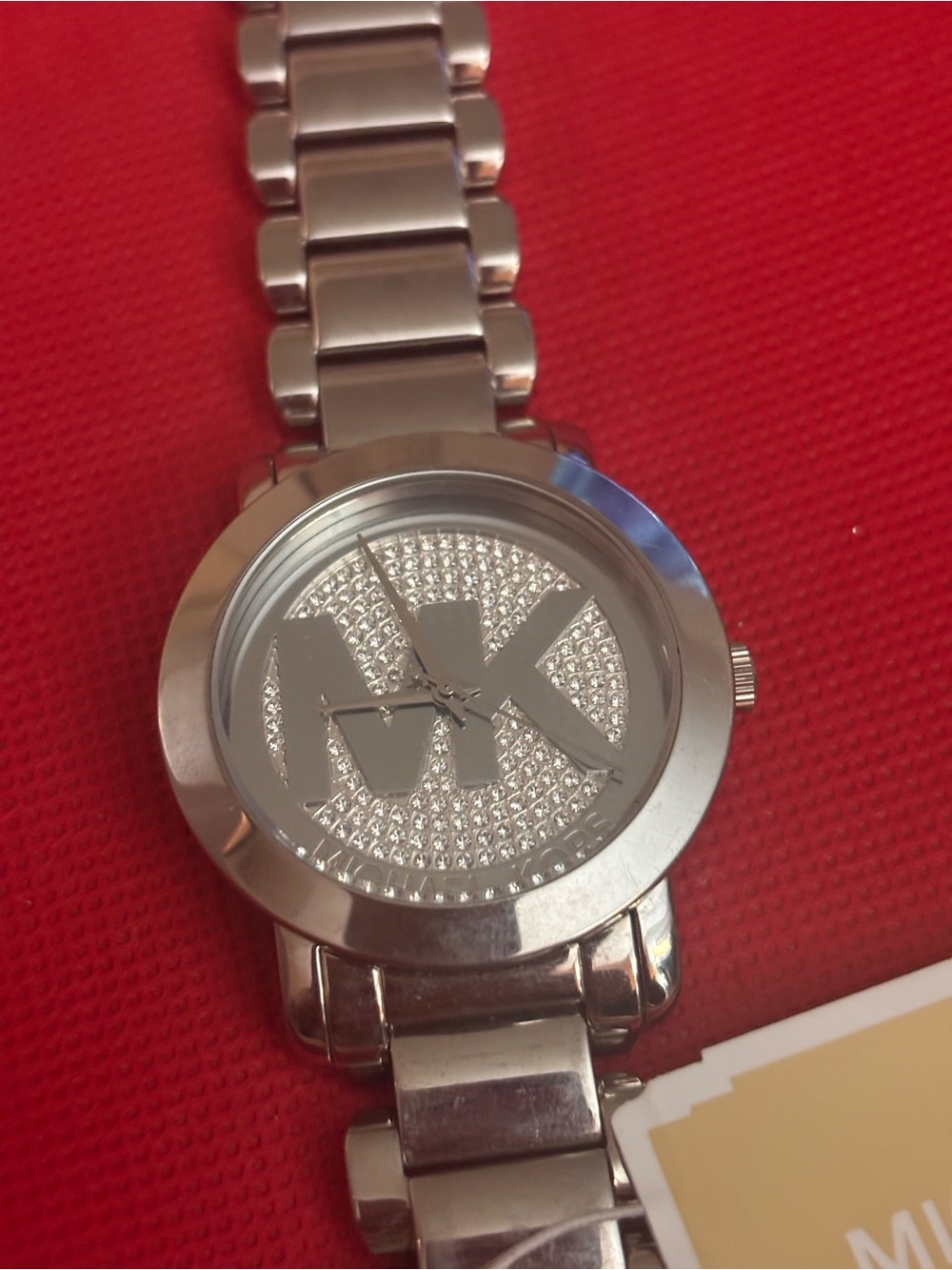 Michael Kors Silver Crystal MK Logo Bracelet Watch - Picture 2 of 4